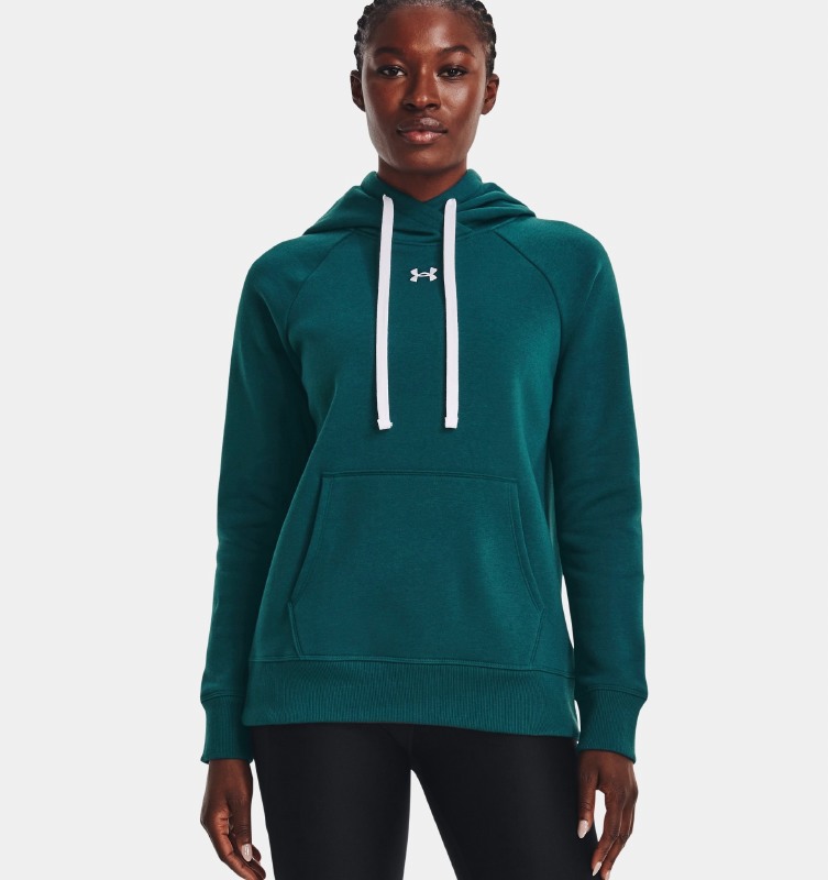 Under Armour Womens Rival Fleece HB Hoodie Teal Green XS Central Sports